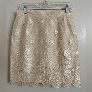 Paule Vasseur Elegant Cream Lace Skirt